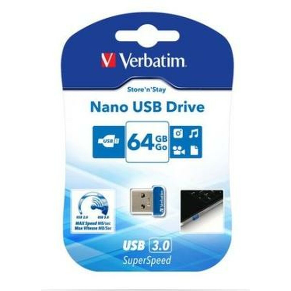 Memorie USB Verbatim Store 'n' Stay NANO Negru Albastru 64 GB