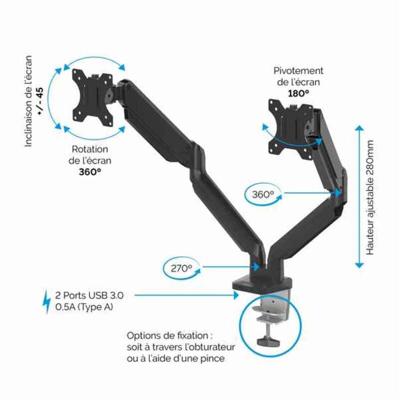 Suport TV cu Braț Fellowes 8042501 Multi-braț Negru