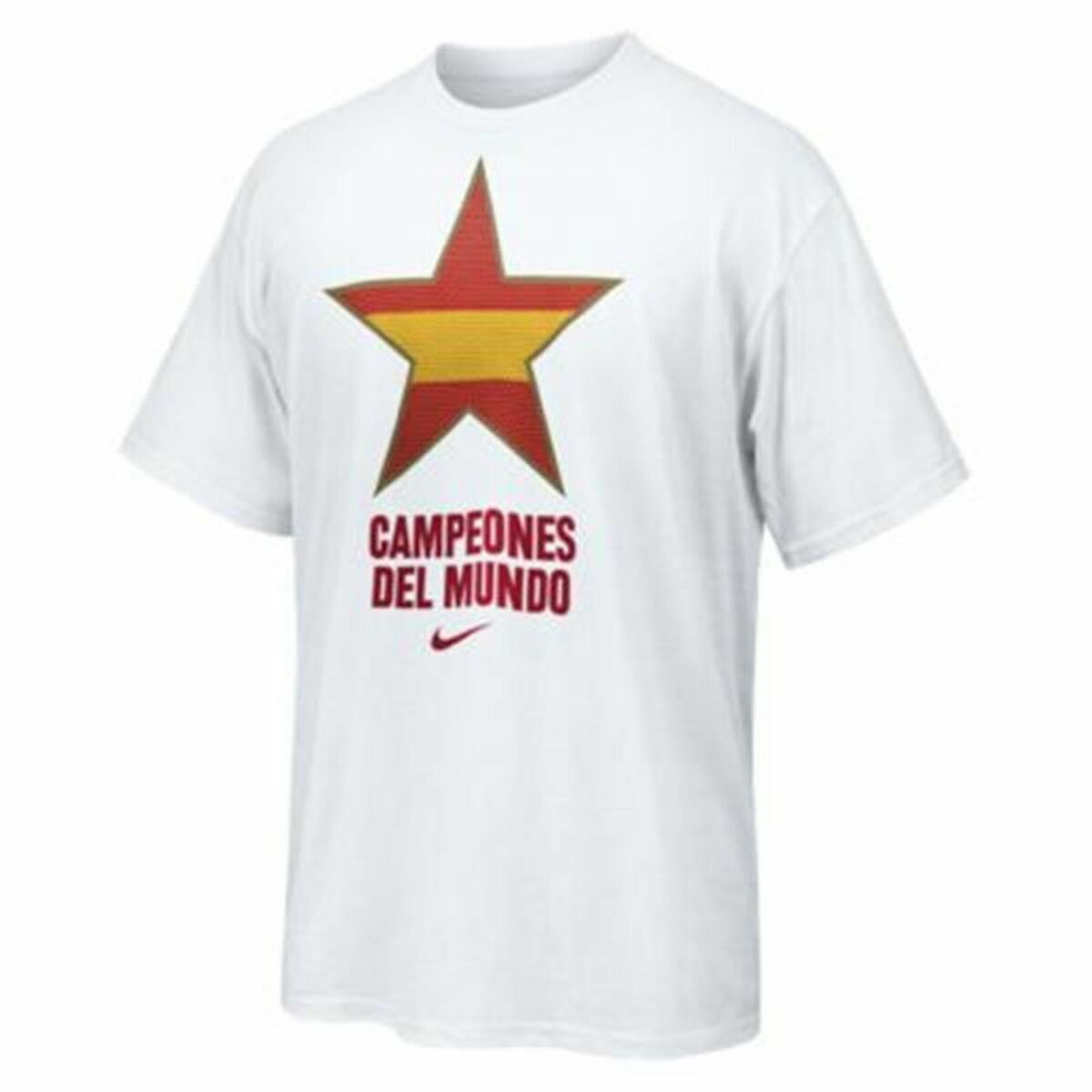 Tricou cu Mânecă Scurtă Bărbați Nike Estrella España Campeones del Mundo 2010 Alb - Mărime L