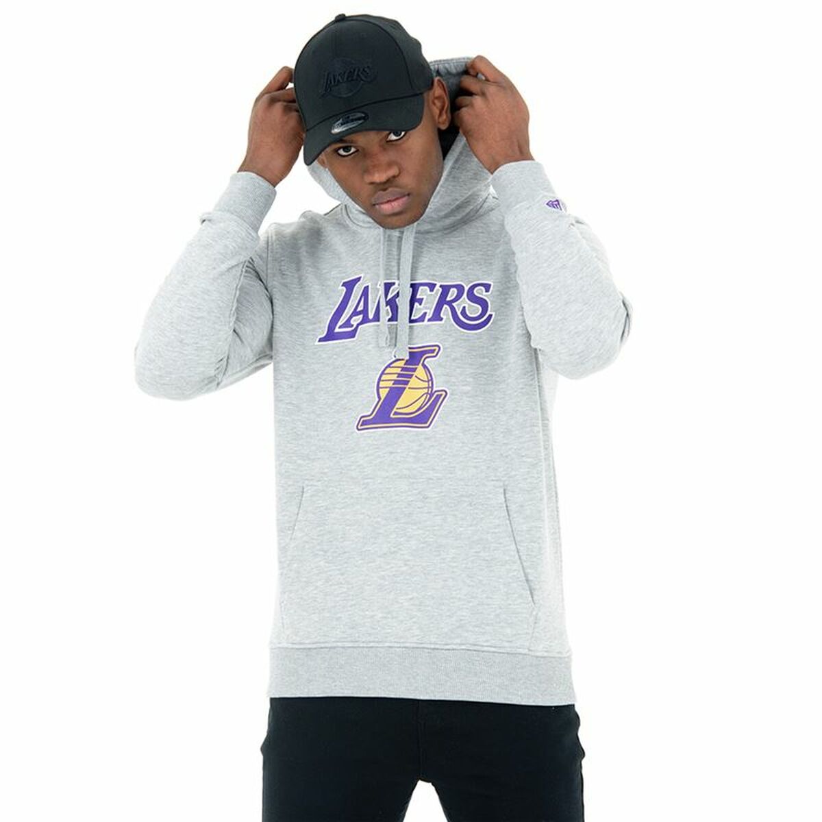 Hanorac cu Glugă Unisex New Era LA Lakers Gri - Mărime XL