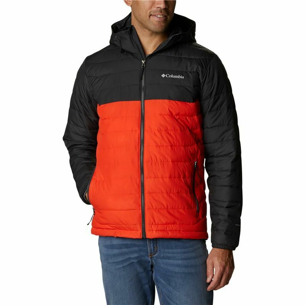 Jachetă Sport de Bărbați Columbia  Powder Lite™ Negru Portocaliu - Mărime XL
