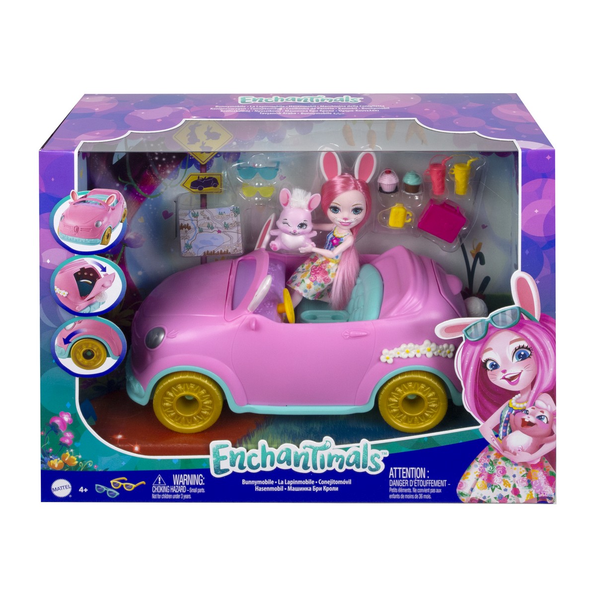 Mașină de jucărie Mattel Enchantimals Bunnymobile 12 Piese