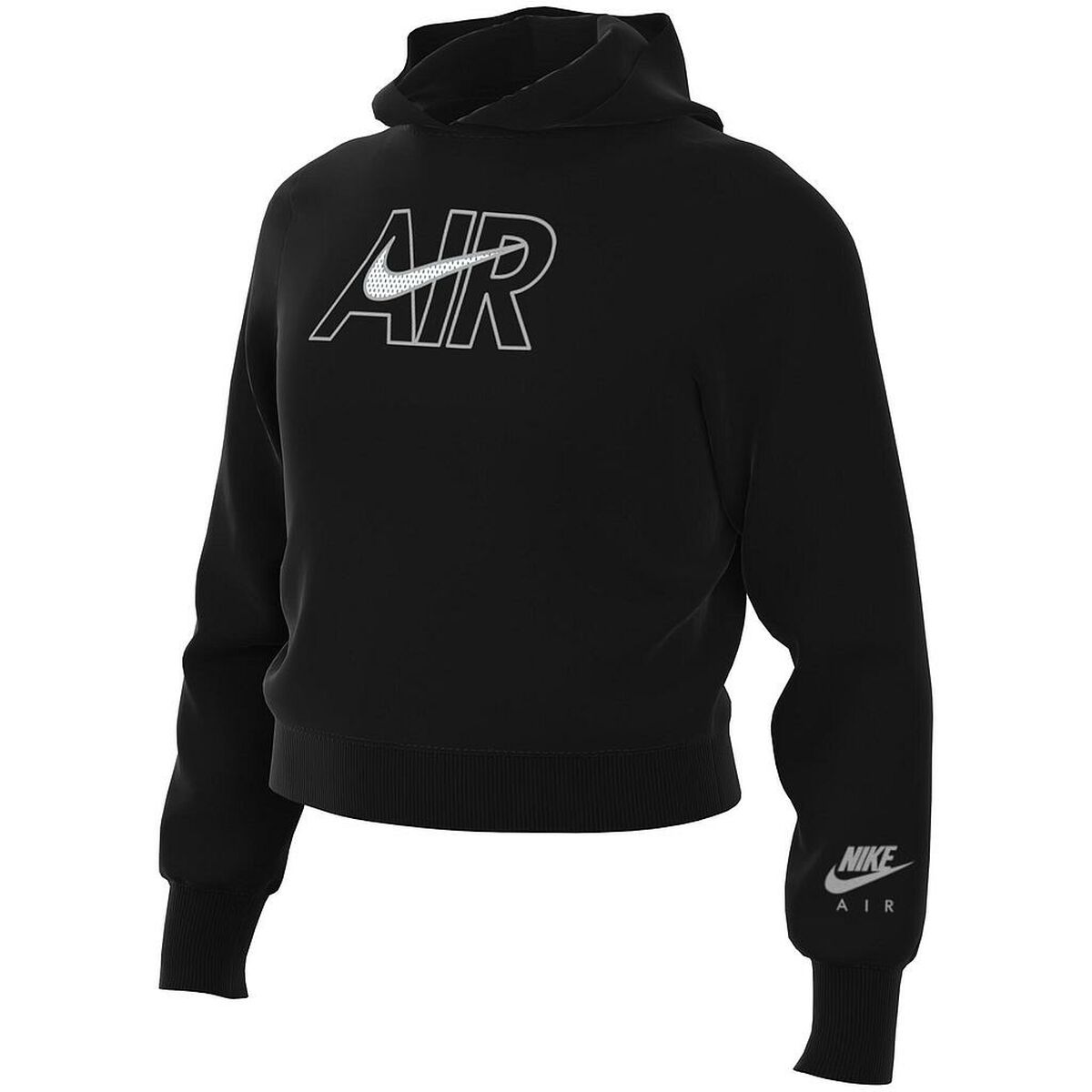 Hanorac cu glugă pentru fete AIR FT CROP HOODIE Nike DM8372 010 Negru - Mărime 14 Ani 