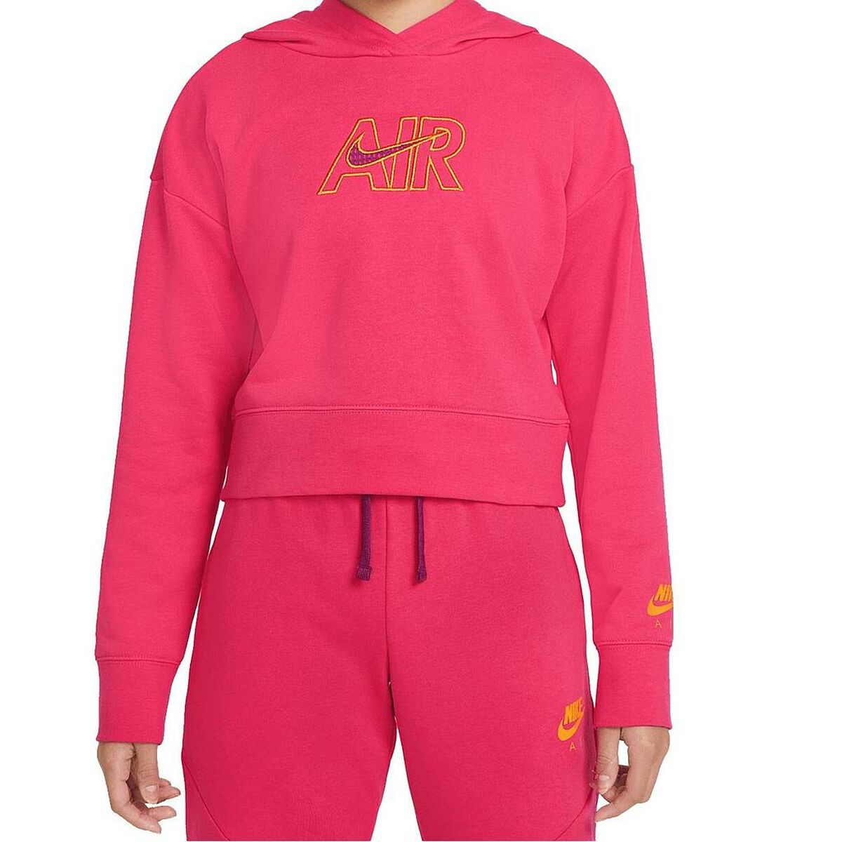 Hanorac cu glugă pentru fete  CROP HOODIE  Nike DM8372 666  Roz - Mărime 12 Ani