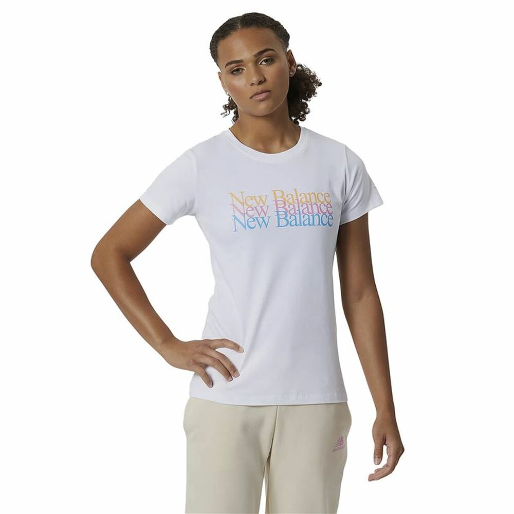 Tricou cu Mânecă Scurtă Femei New Balance Essentials Celebrate Alb - Mărime S
