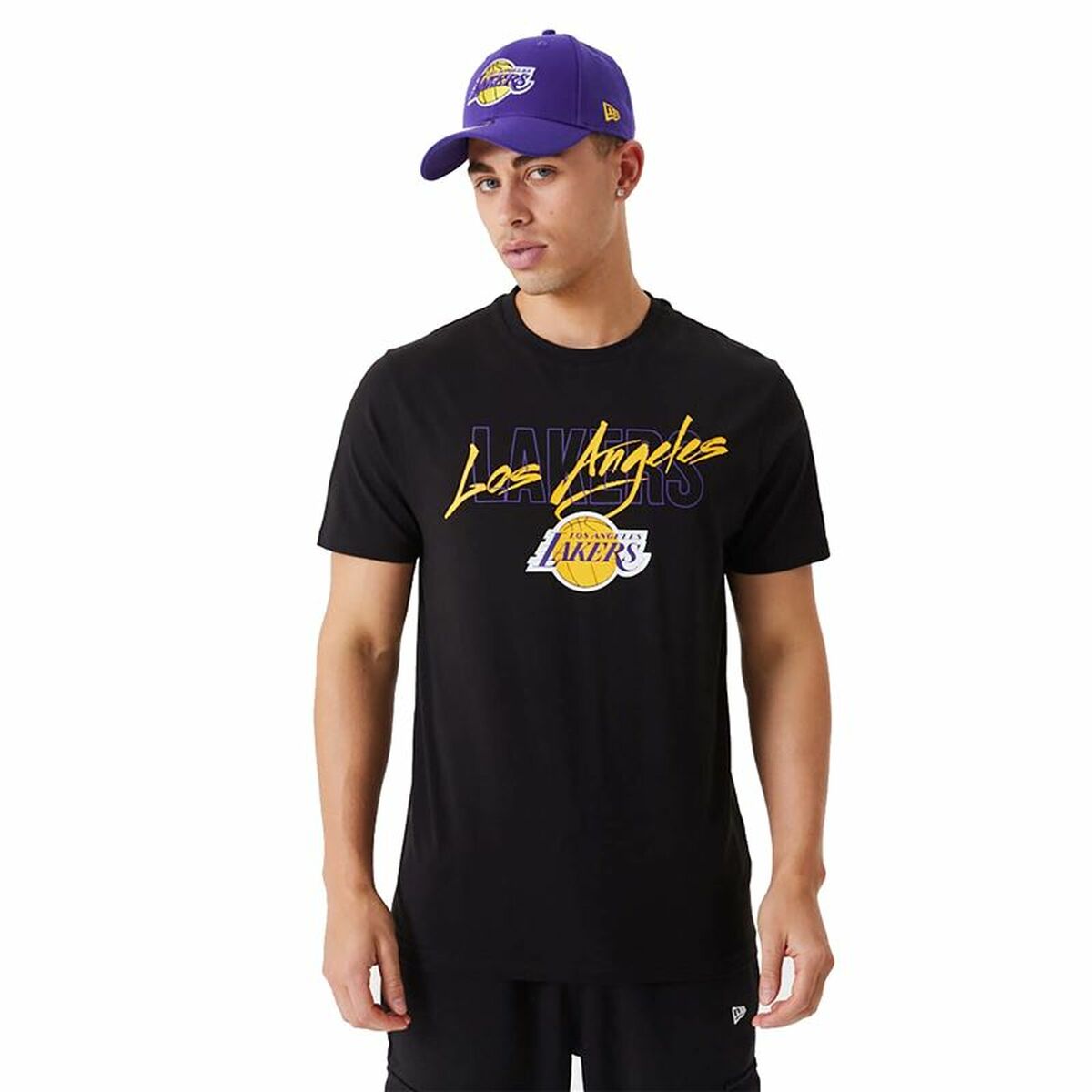 Tricou cu Mânecă Scurtă Bărbați New Era Script LA Lakers  - Mărime XL