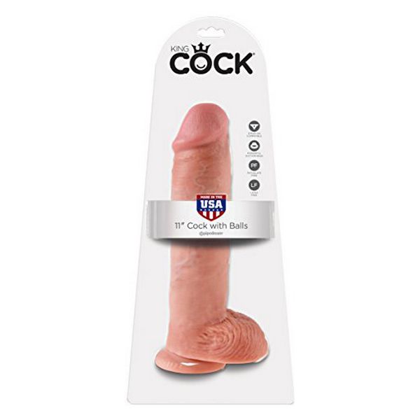 Penis 11 Inch cu Bile Culoarea Pielii King Cock 12529