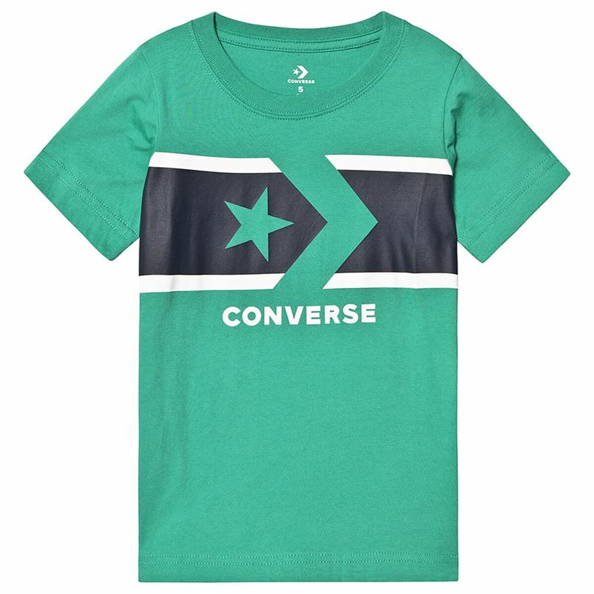 Tricou cu Mânecă Scurtă pentru Copii Converse Stripe Star Chevron  Verde - Mărime 8-10 Ani