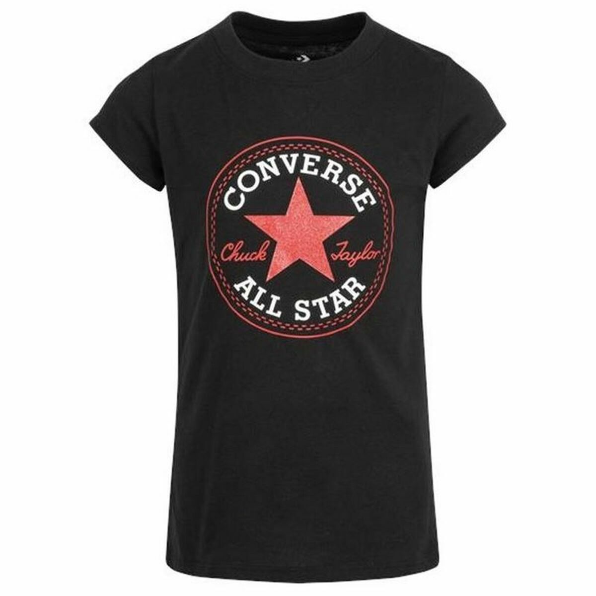 Tricou cu Mânecă Scurtă pentru Copii Converse Timeless Patch Negru - Mărime 5-6 Ani