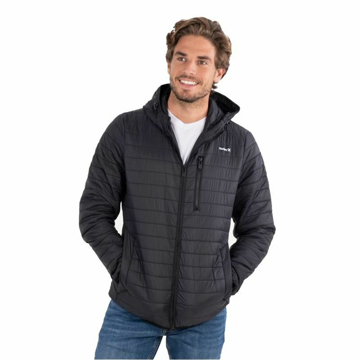Jachetă Sport de Bărbați Hurley  Balsam Quilted Packable Negru - Mărime XL