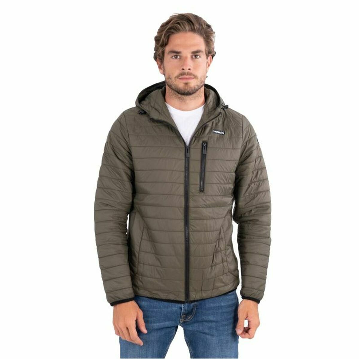 Jachetă Sport de Bărbați Hurley  Balsam Quilted Packable Verde - Mărime XL