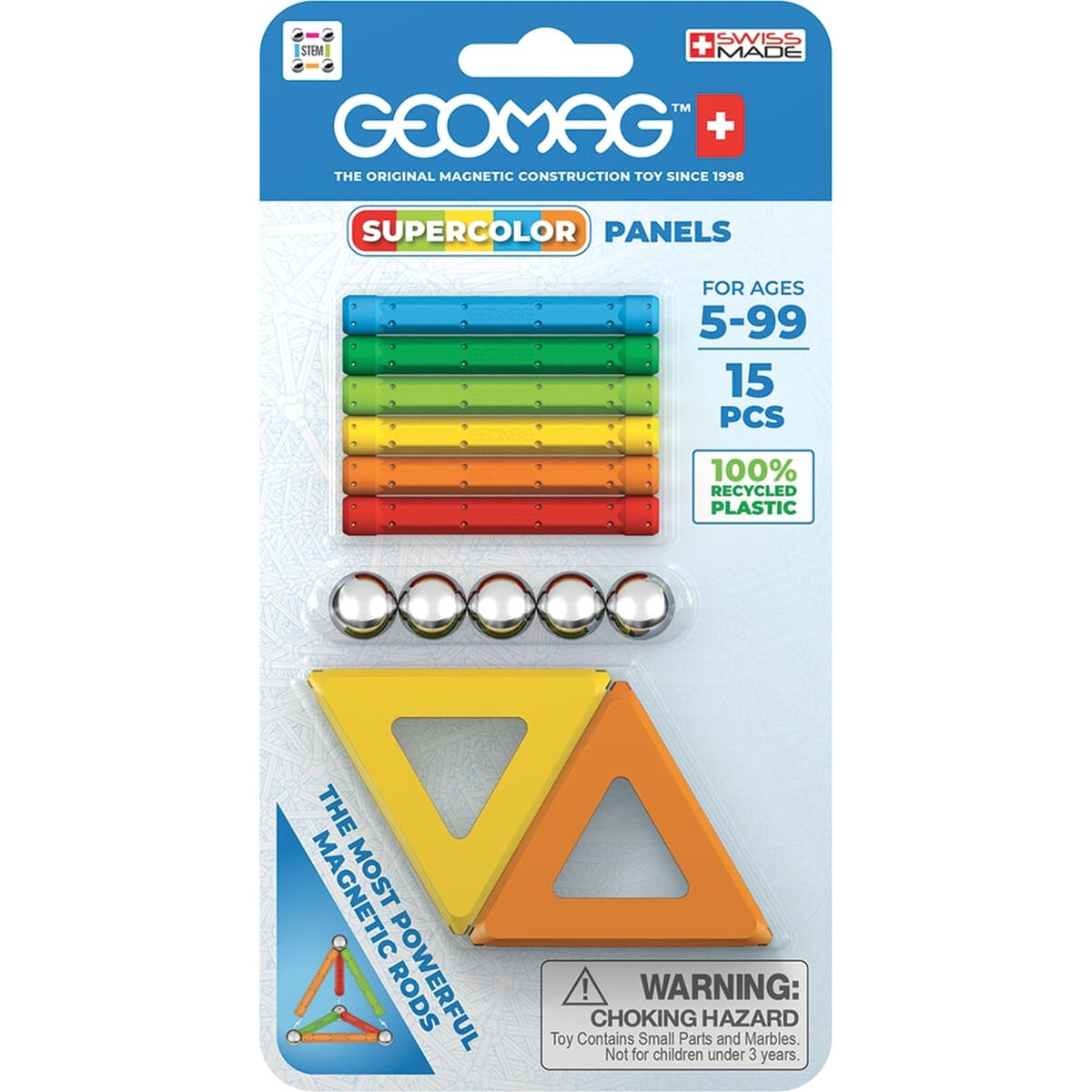 Playset Geomag Supercolor Panels Recycled Blister (15 Piese)
