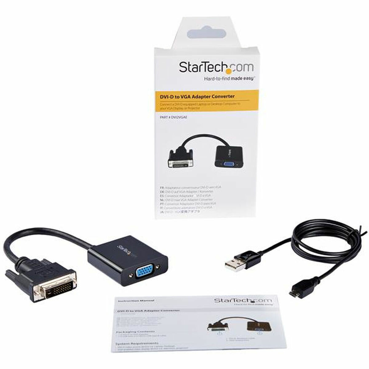 Adaptor DVI-D la VGA Startech DVI2VGAE             0,19 m Negru