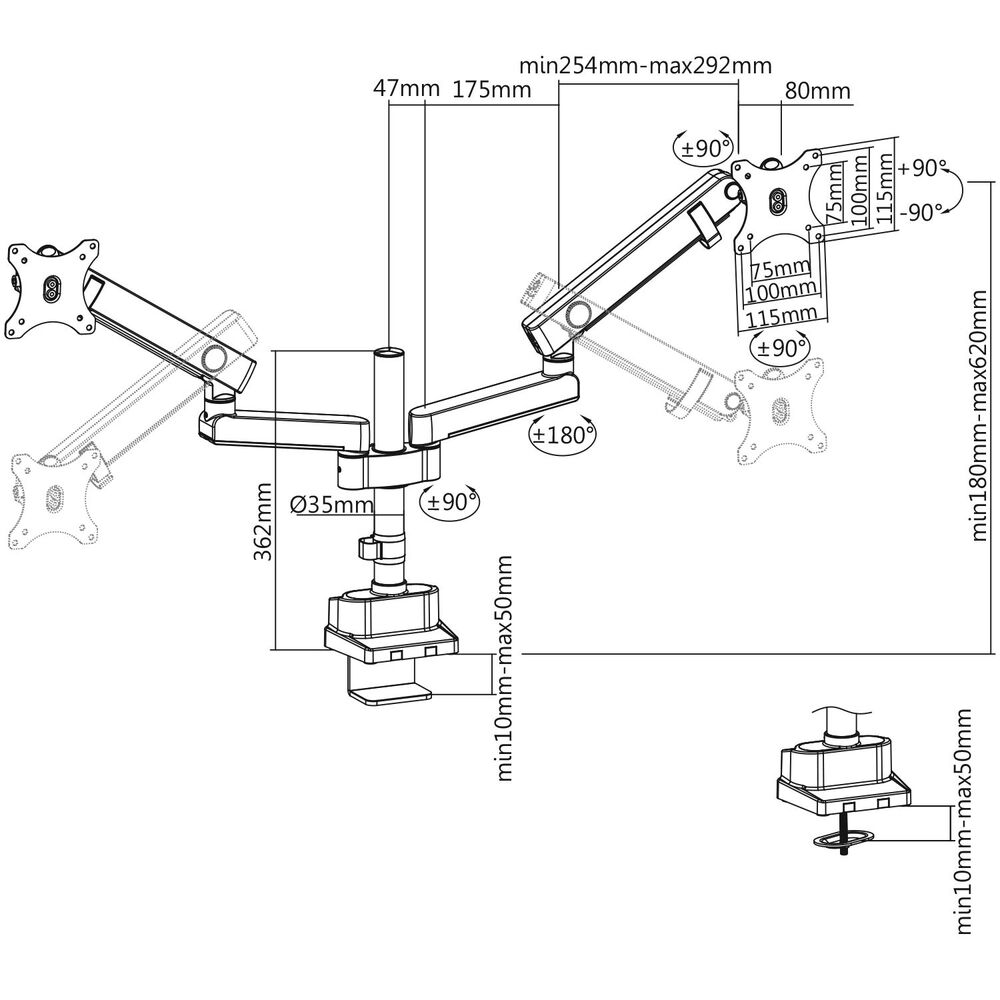 Suport de Masă pentru Ecran V7 DMPRO2DTA-3E        