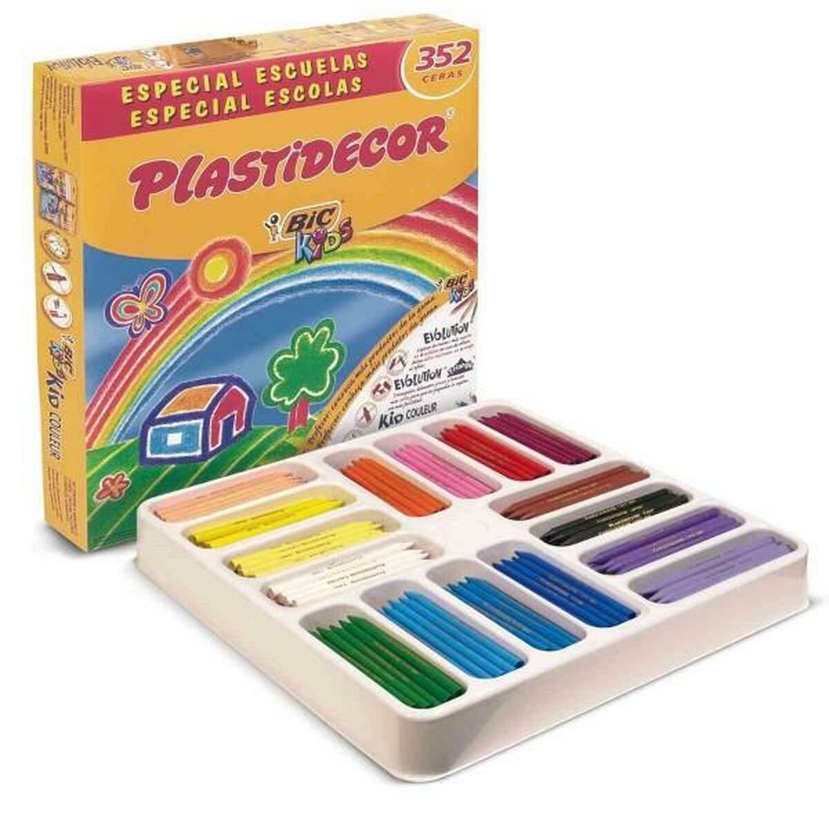 Creioane ceară colorate Plastidecor Kids Cutie 352 Unități