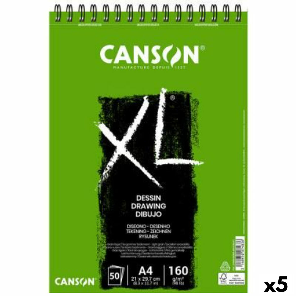 Drawing pad Canson XL Drawing Alb A4 50 Frunze 160 g/m2 5 Unități