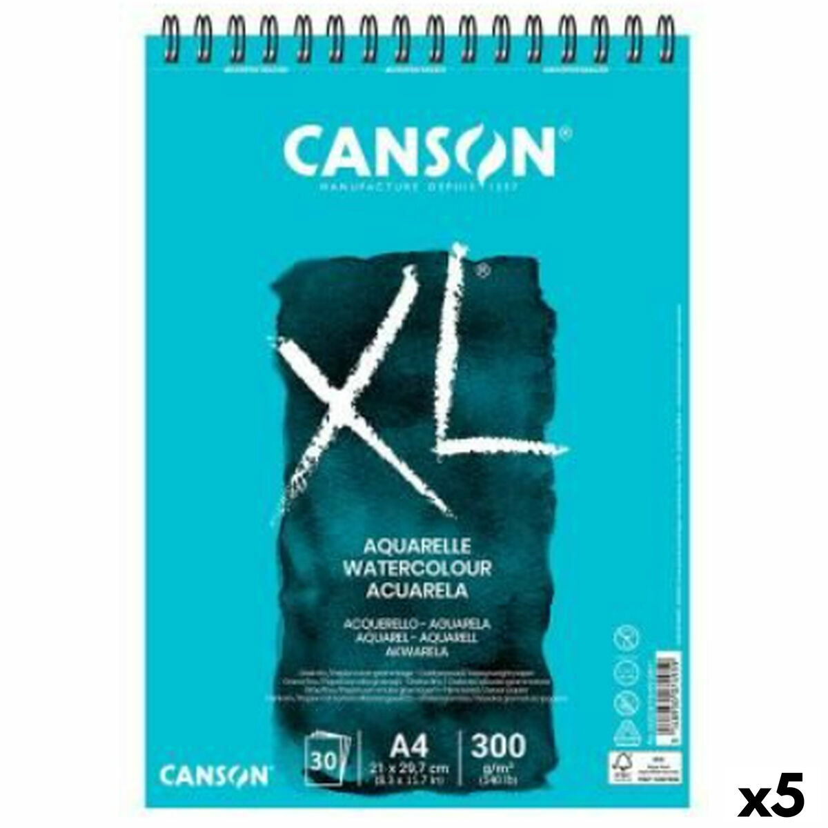 Drawing pad Canson XL Aquarelle 20 Frunze A5 Alb 5 Unități 300 g/m²