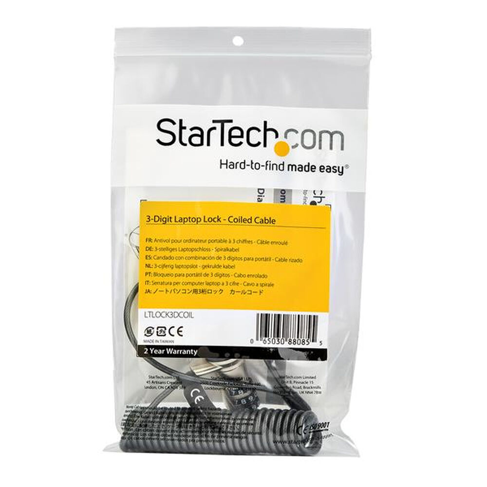 Cablu de Securitate Startech LTLOCK3DCOIL         1,83 m