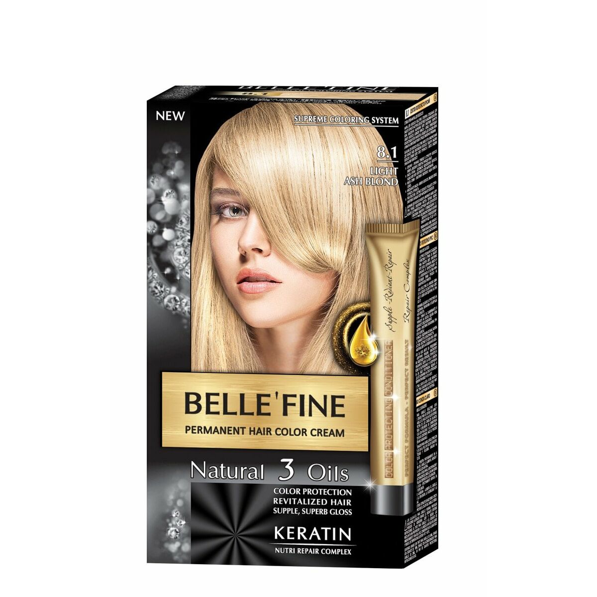 Vopsea Permanentă Belle´Fine Nº 8.1 Švelni pelenų blondinė (30 ml)