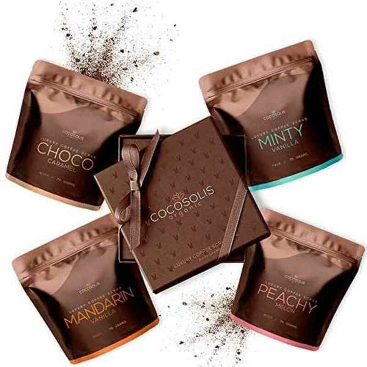 Soluție de Curățare Exfoliantă Luxury Coffee Scrub Box Cocosolis (4 x 70 ml)