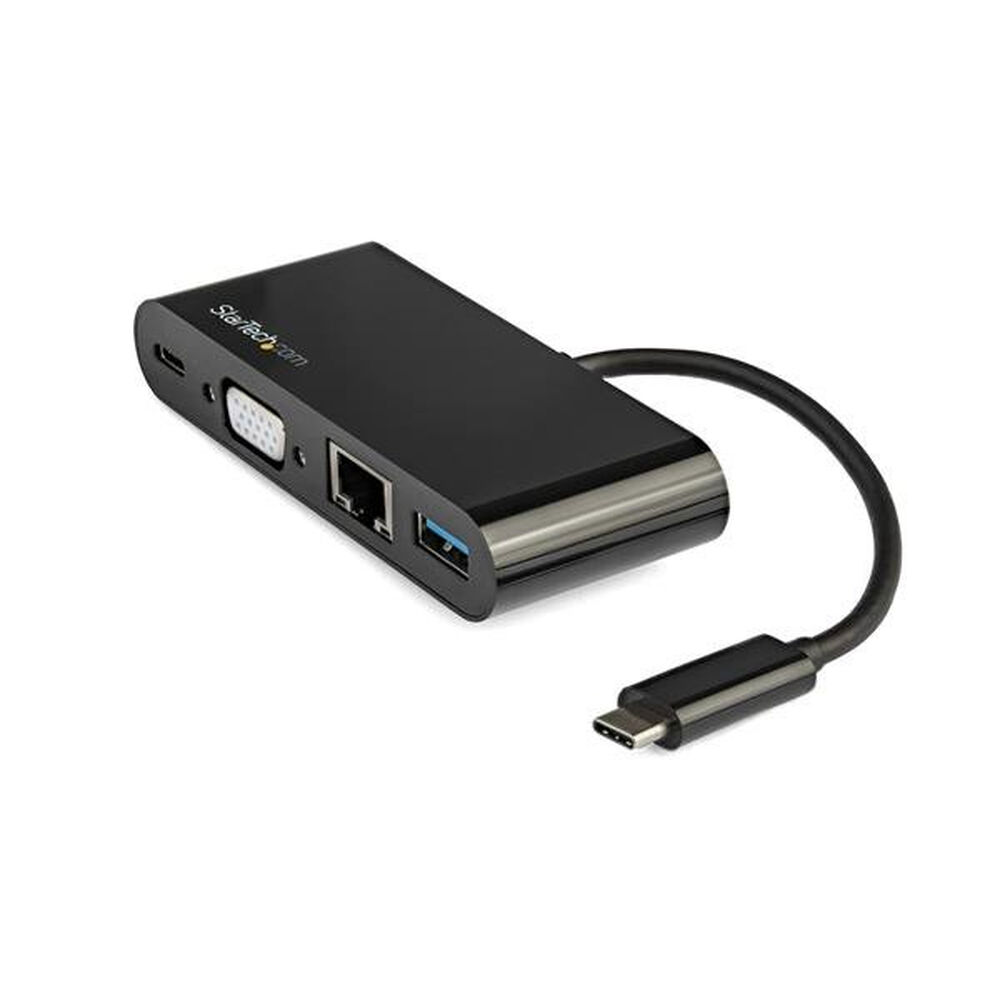Hub USB Startech Docking Station USB-C para Portátiles - Mini Replicador de Puertos para Monitor VGA 1080p - Entrega de Alimenta