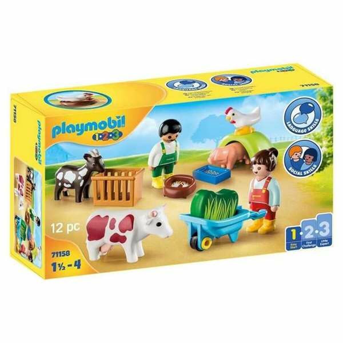 Playset Playmobil 1.2.3 Fun in the Farm 71158  12 Piese