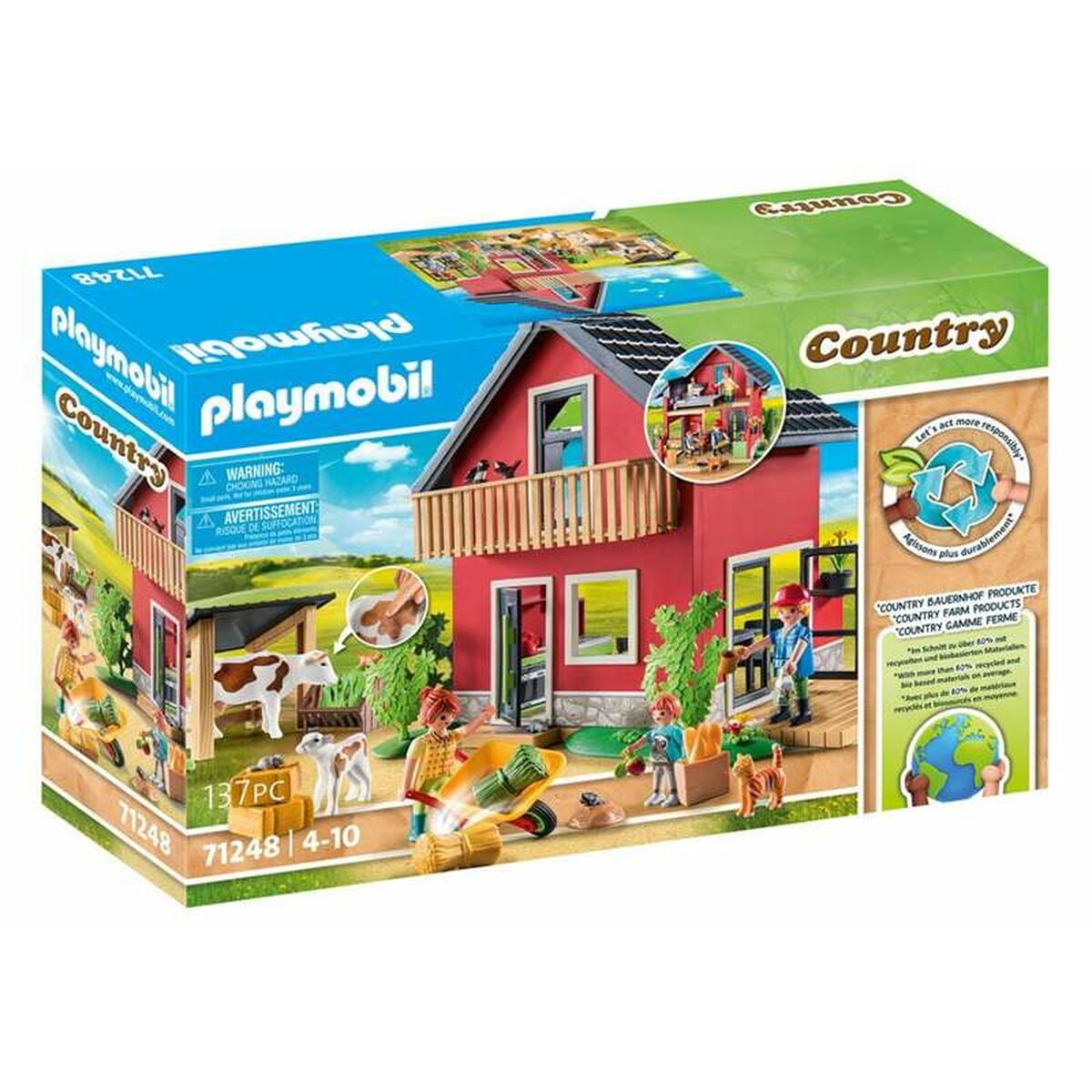 Playset Playmobil 71248 Country Furnished House with Barrow and Cow 137 Piese