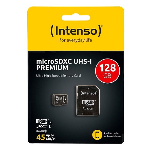 Card de Memorie Micro SD cu Adaptor INTENSO 34234 UHS-I XC Premium Negru - Capacitate 64 GB