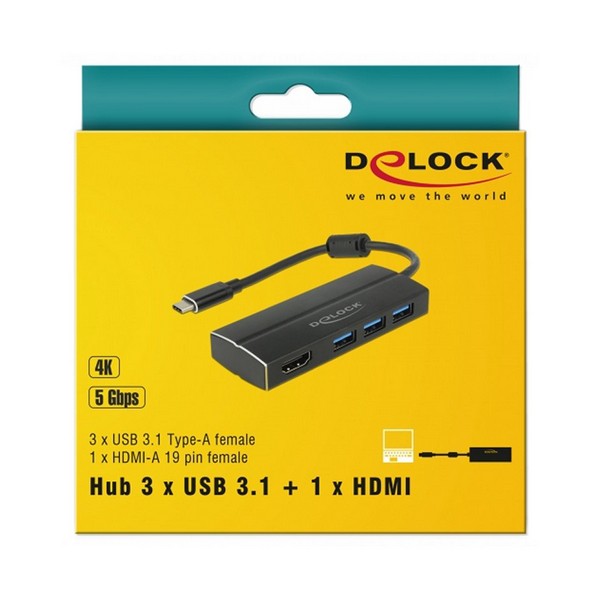 Adaptor USB C la HDMI DELOCK 63931 4K Negru