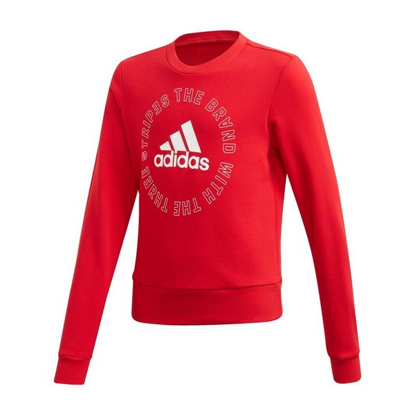 Hanorac fără glugă pentru fete Adidas G Bold Crew Roșu - Mărime XL