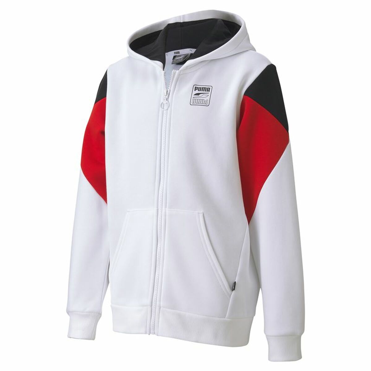 Jachetă Sport pentru Copii Rebel Puma Block Full-Zip Hoodie  Alb - Mărime 16 Ani 