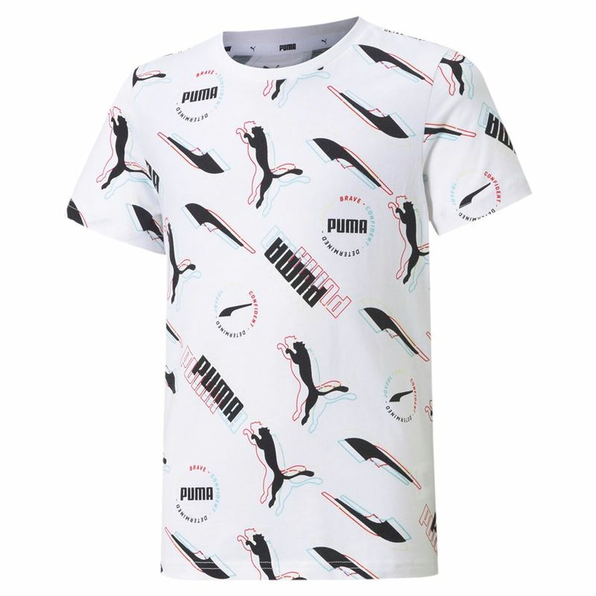 Tricou cu Mânecă Scurtă pentru Copii Puma AOP Alb - Mărime 14-16 Ani