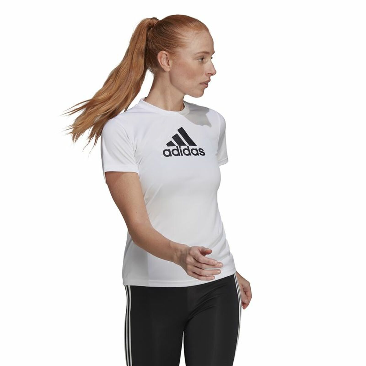 Tricou cu Mânecă Scurtă Femei Adidas Primeblue D2M Logo Sport  Alb - Mărime S