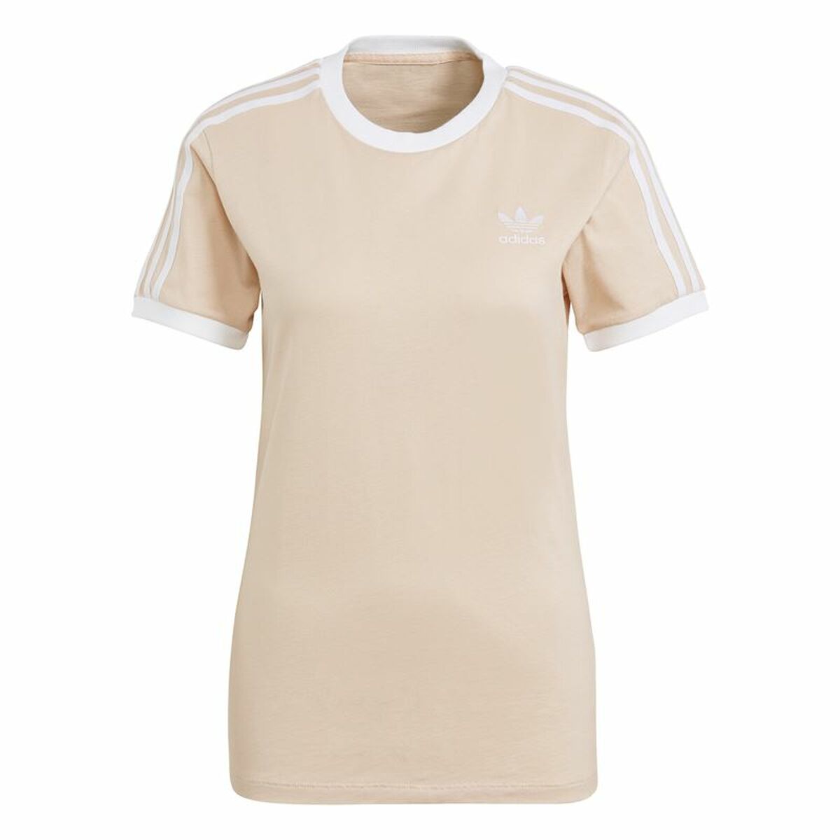 Tricou cu Mânecă Scurtă Femei Adidas Classics 3 Stripes Bej - Mărime 36