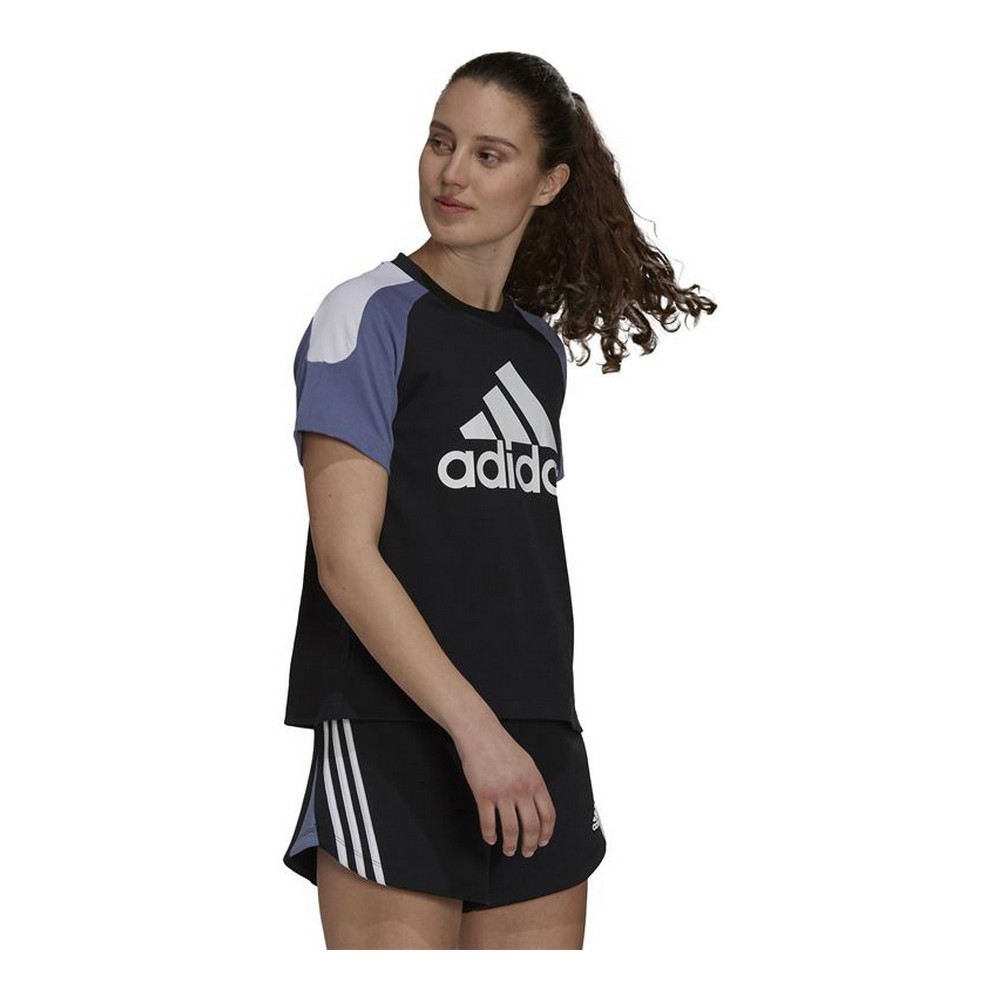 Tricou cu Mânecă Scurtă Femei Adidas Sportswear Colorblock Negru - Mărime S