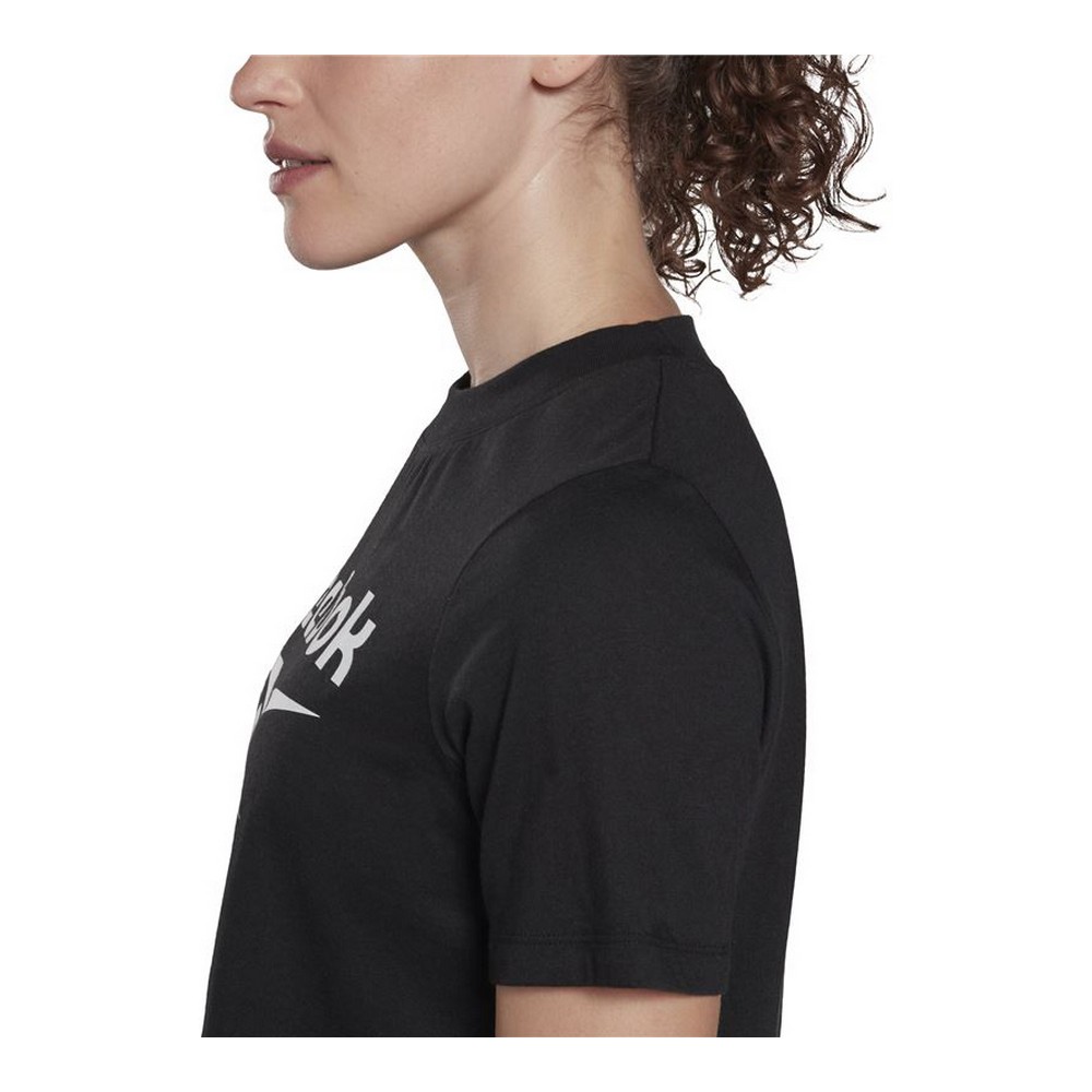 Tricou cu Mânecă Scurtă Femei Reebok Cropped Identity Negru - Mărime XXS