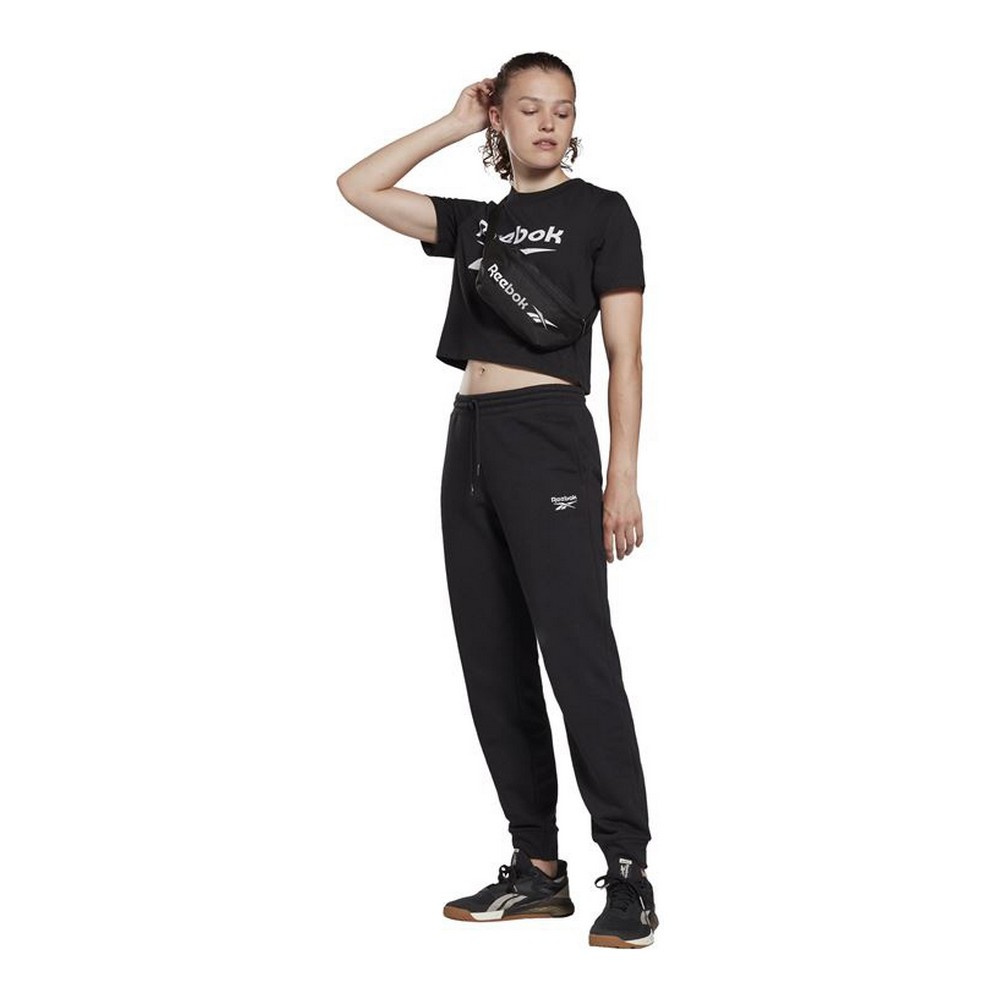 Tricou cu Mânecă Scurtă Femei Reebok Cropped Identity Negru - Mărime XXS