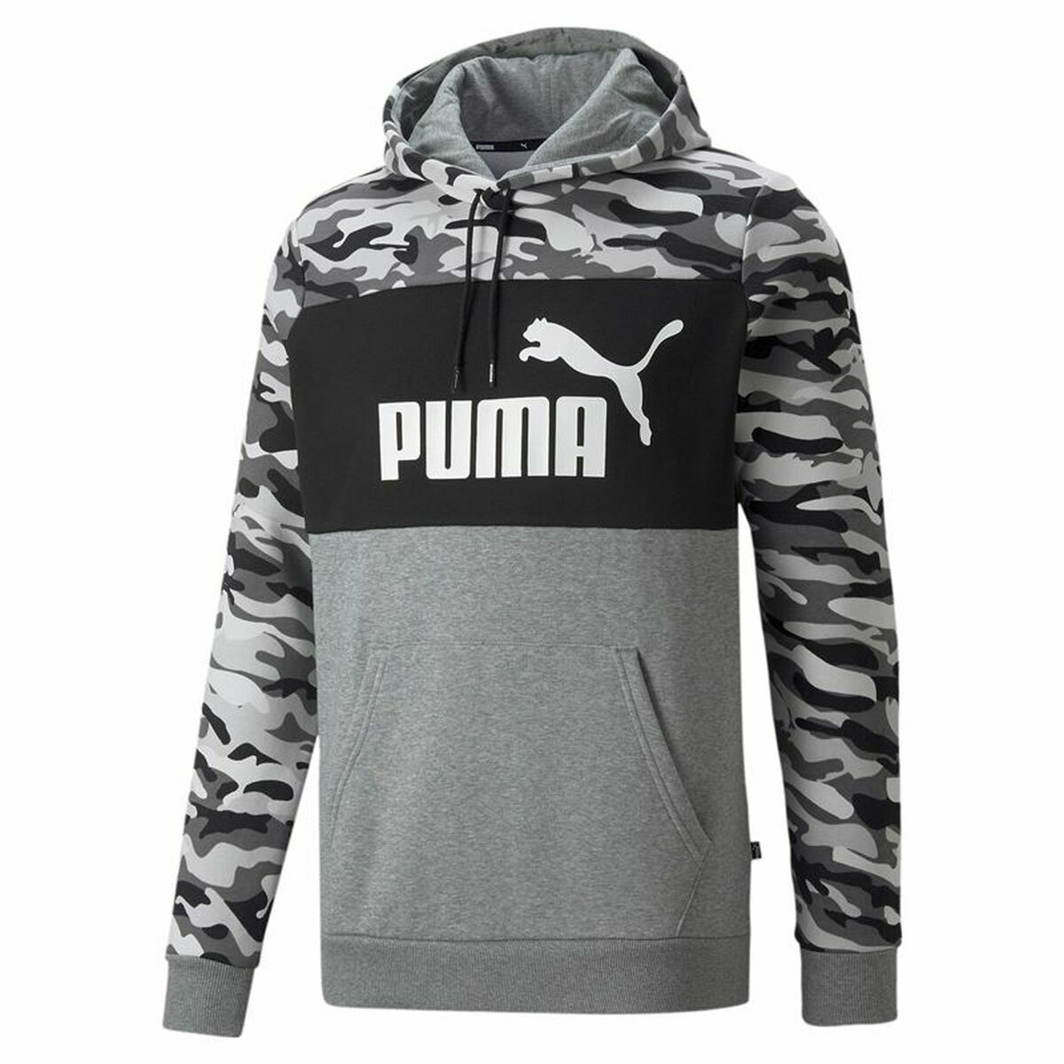 Hanorac cu Glugă Bărbați Puma ESS Camo Negru Gri Alb Camuflaj - Mărime M