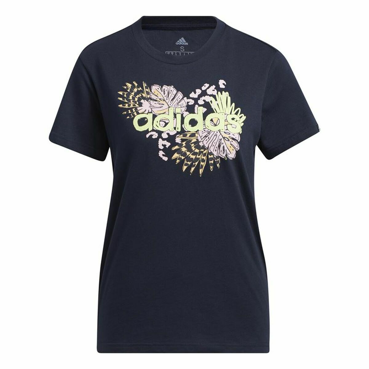 Tricou cu Mânecă Scurtă Femei Adidas Farm Print Graphic Albastru închis - Mărime S