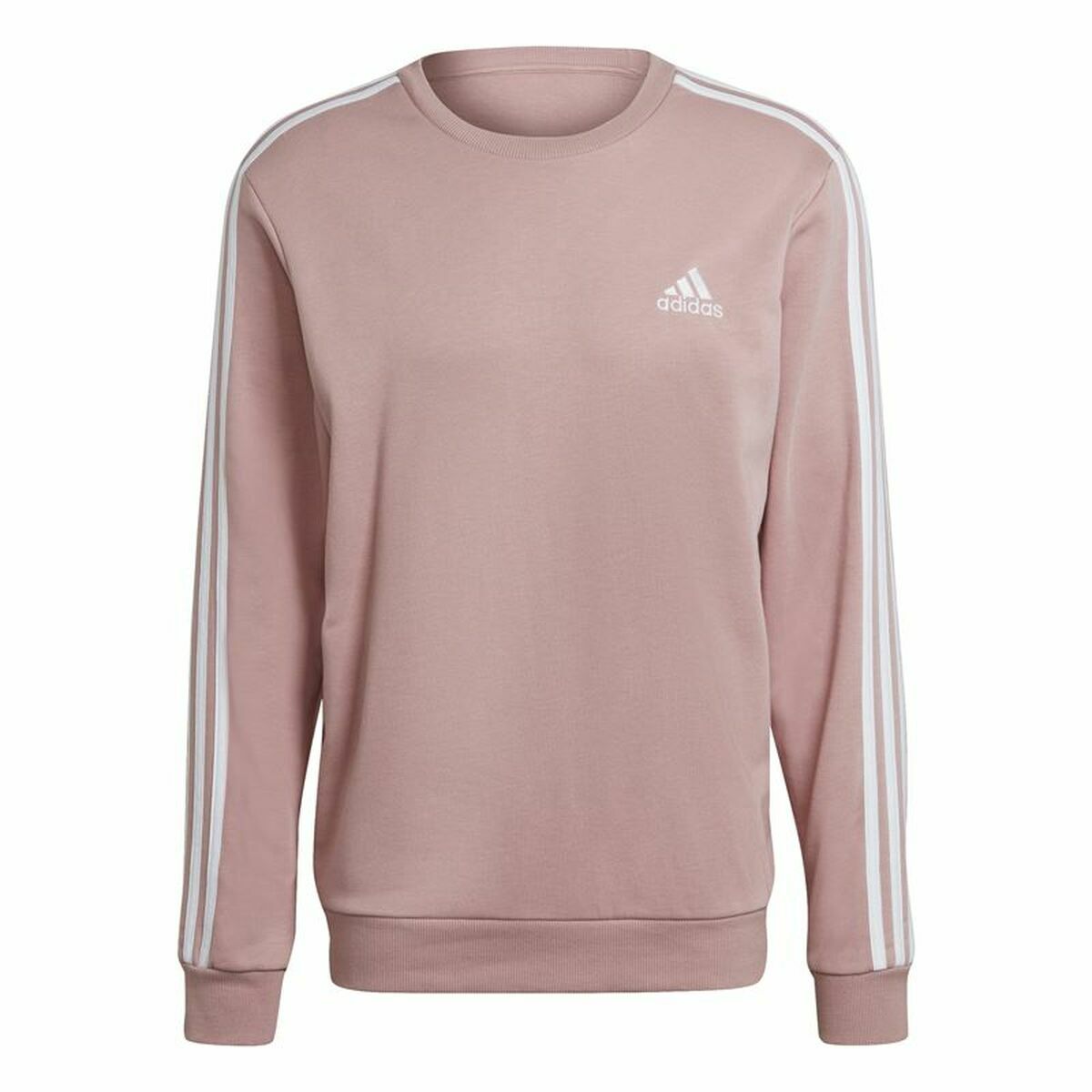 Hanorac fără Glugă Bărbați Adidas Essentials French Terry 3 Stripes Roz - Mărime L