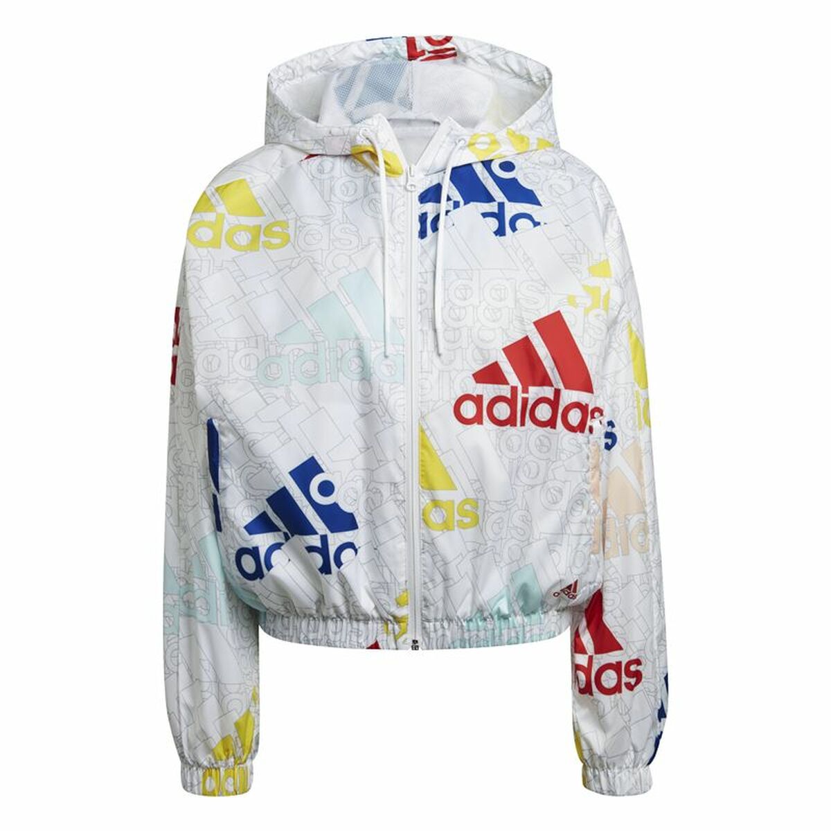Jachetă Sport de Damă Adidas Essentials Multi-Colored Logo Alb - Mărime M