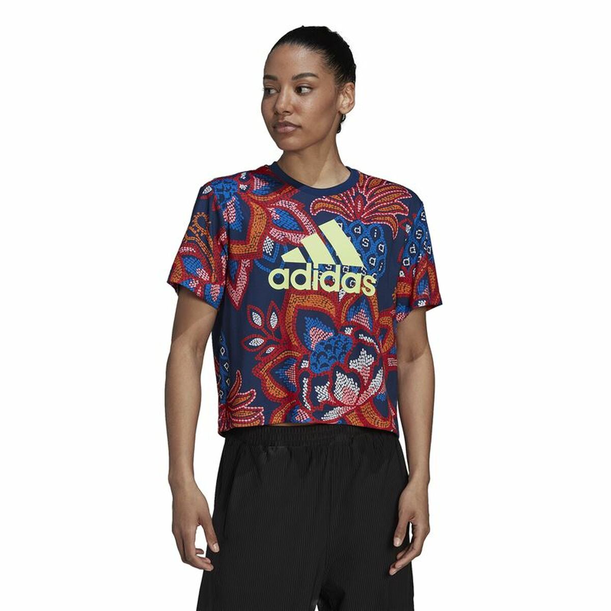 Tricou cu Mânecă Scurtă Femei Adidas  FARM Rio Graphic  - Mărime M