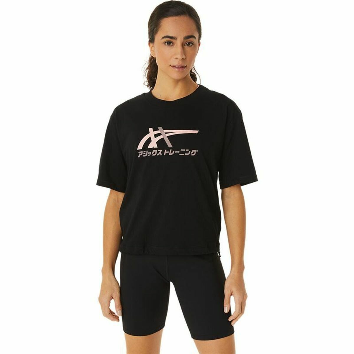 Tricou cu Mânecă Scurtă Femei Asics Tiger Negru - Mărime M