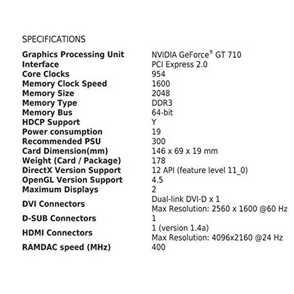 Placă Grafică MSI VGA NVIDIA GT 710 2 GB DDR3