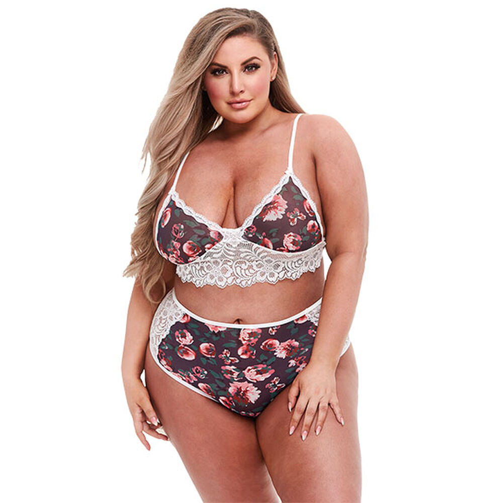 Compleu de lenjerie cu dantelă Baci Lingerie Floral & Lace - Mărime S/M