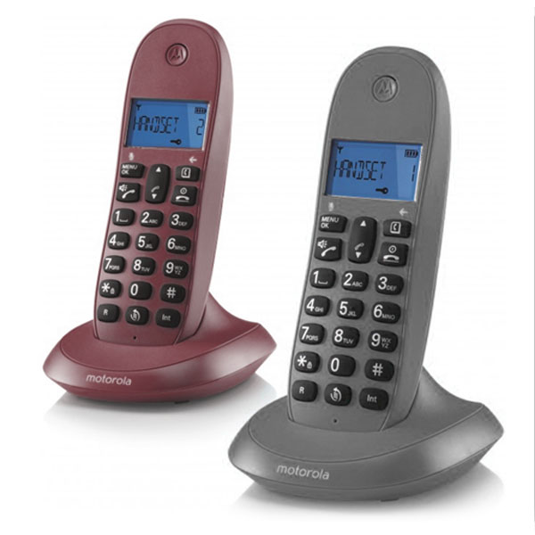 Telefon fără Fir Motorola C1002 (2 pcs) - Culoare Gri/Rodie
