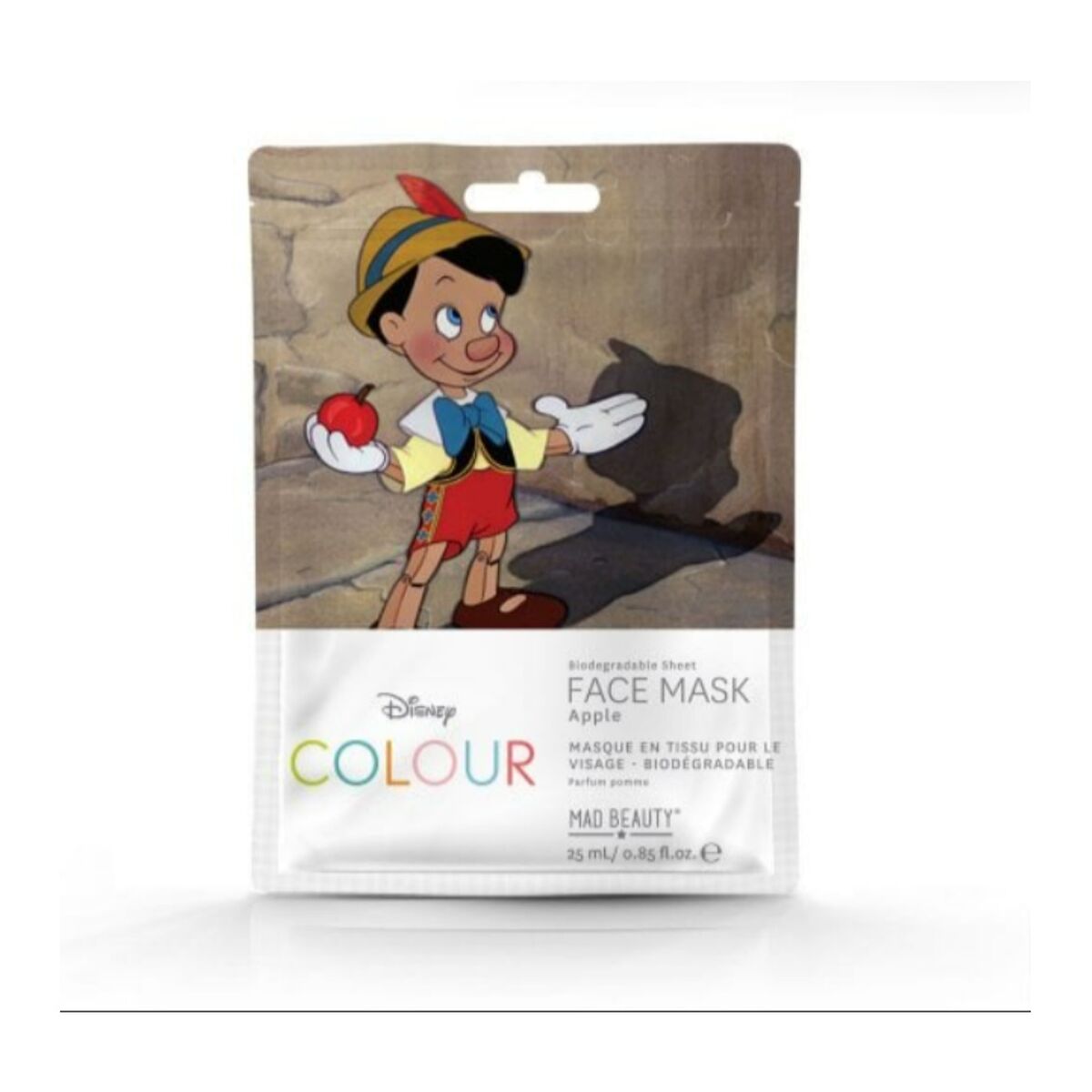Mască de Față Mad Beauty Disney Colour Pinocho Măr Acid Hialuronic Răcoritor (25 ml)