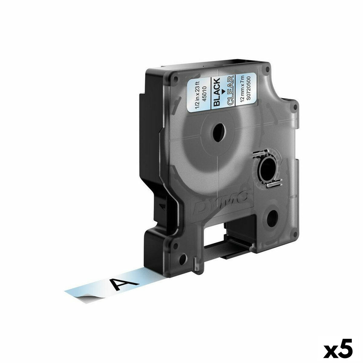 Bandă Laminată pentru Aparate de Etichetat Dymo D1 45010 LabelManager™ Transparent 12 mm Negru (5 Unități)