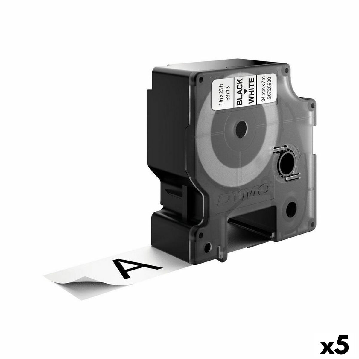 Bandă Laminată pentru Aparate de Etichetat Dymo D1 53713 24 mm LabelManager™ Negru Alb (5 Unități)