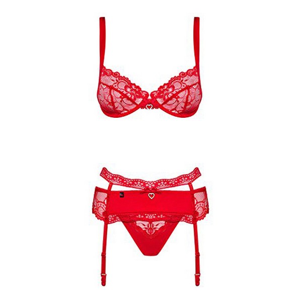 Set Sutien din Dantelă & Corset Talie & Chiloți  Heartina Obsessive (3 pcs) - Mărime L/XL